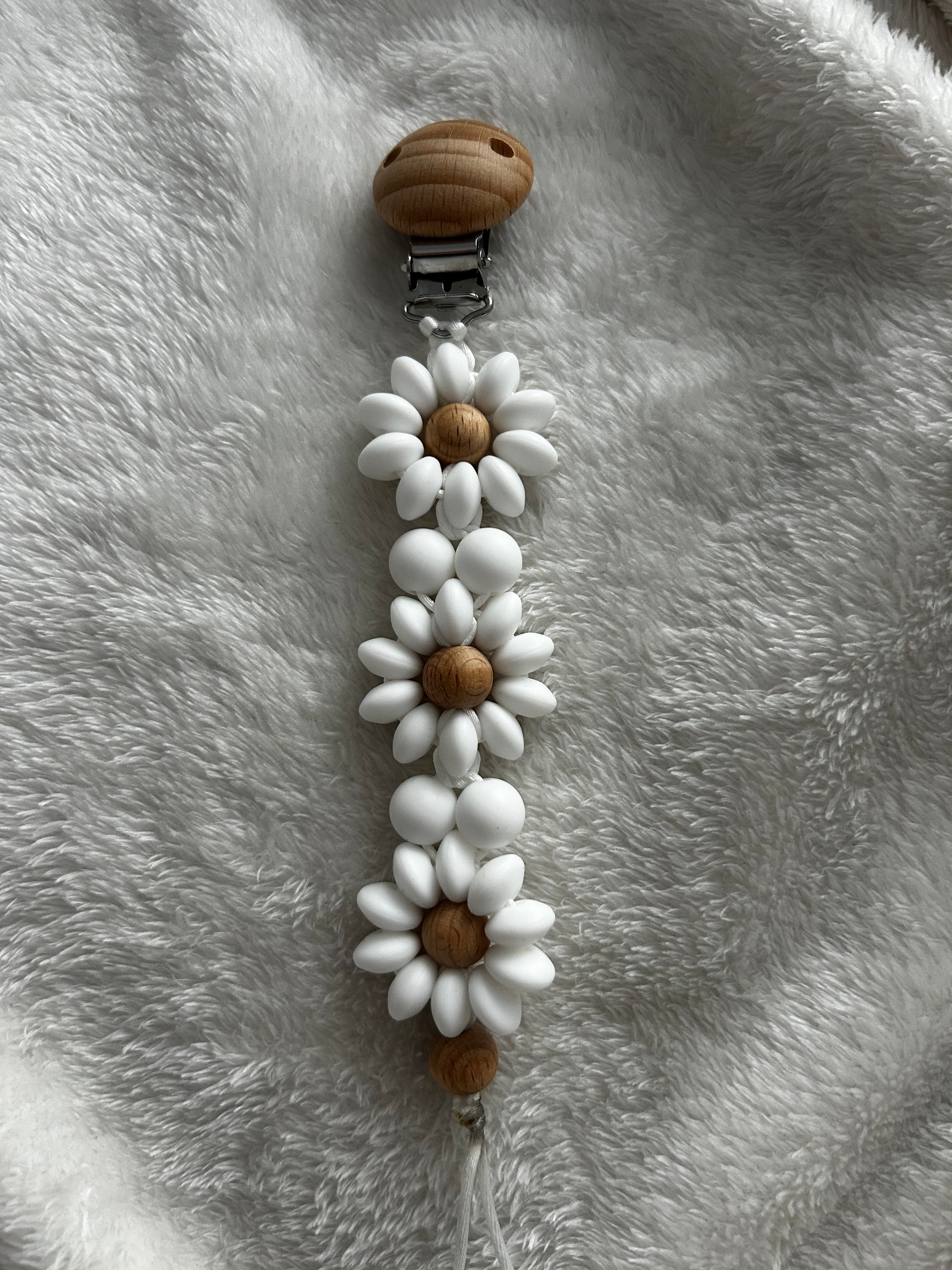 Accroche tétine fleurie - Bout'chou créatif